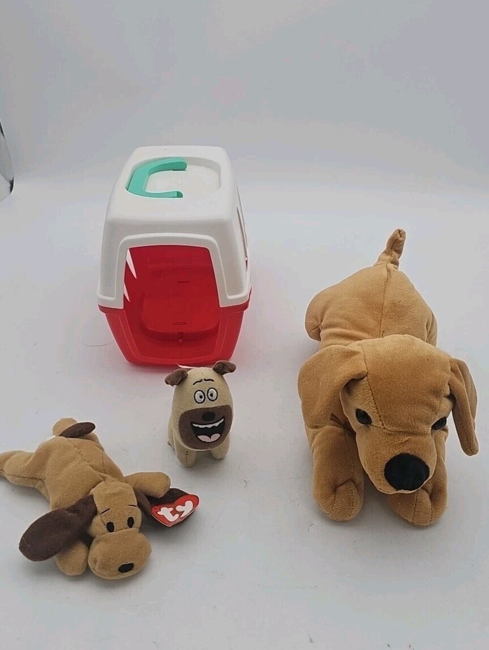 Cute Dog Plush Lot Ty Beanie Baby Bones Secret Life of Pets Mel Toy Carrier Crat